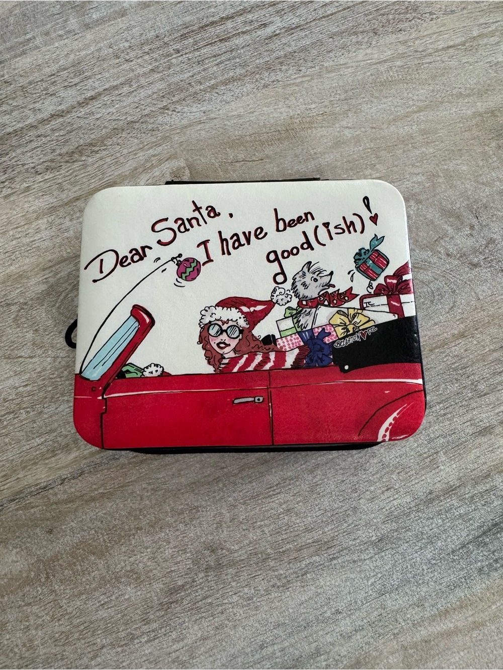 Brighton Cream and Red 'Dear Santa' Men's Toiletry Pouch